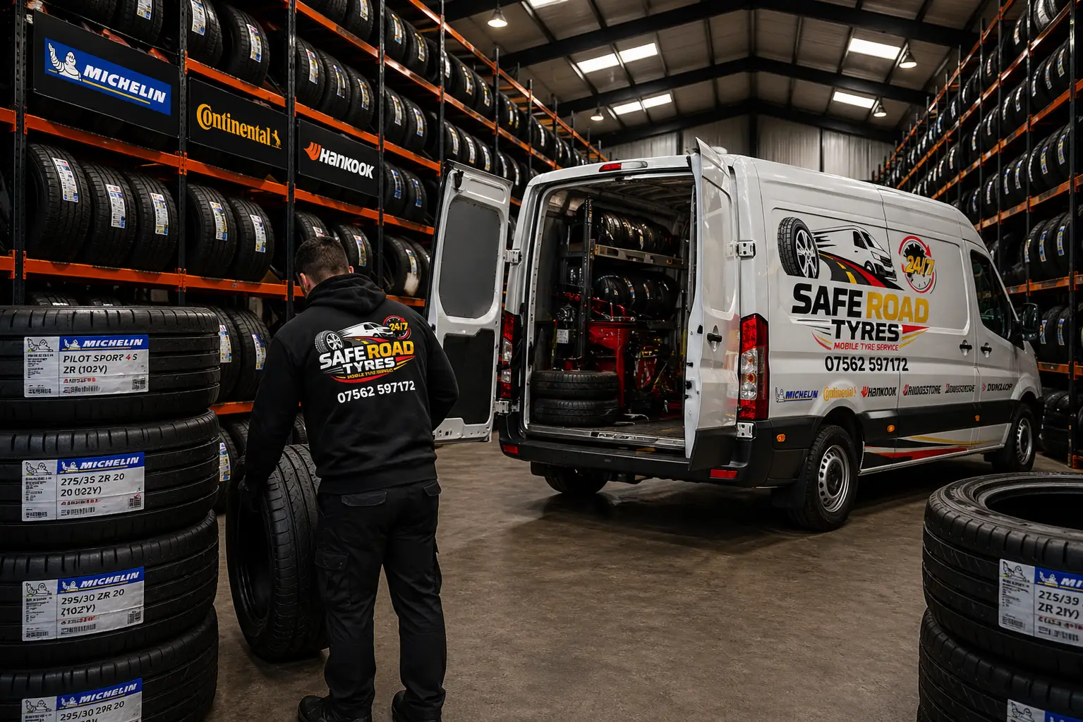 Mobile tyre fitting and replacement tyres from Safe Road Tyres
