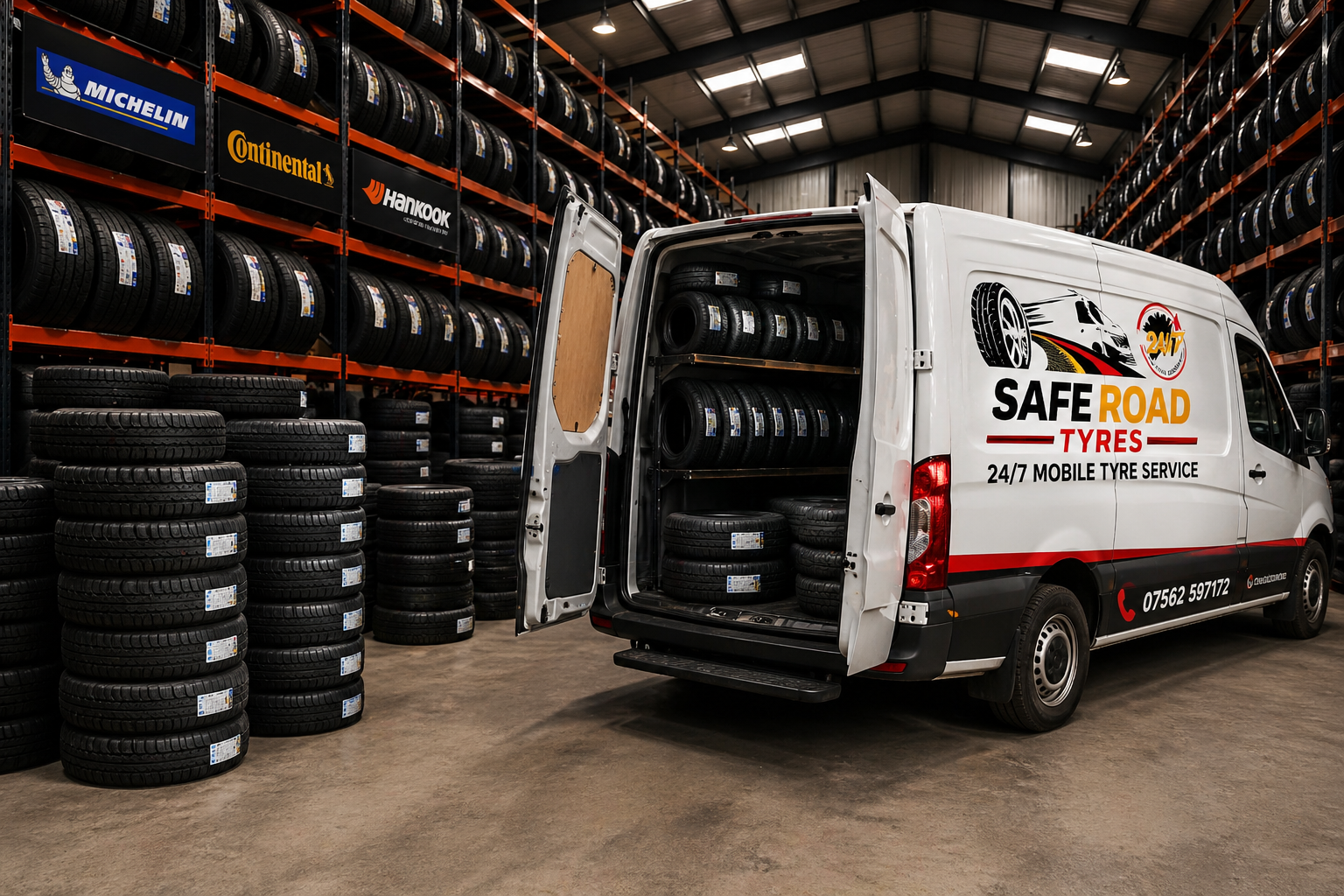 Mobile tyre stock and fitting